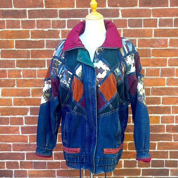 Vintage Jackets & Blazers - Vintage '90s Izzi Patchwork Corduroy Jean Jacket